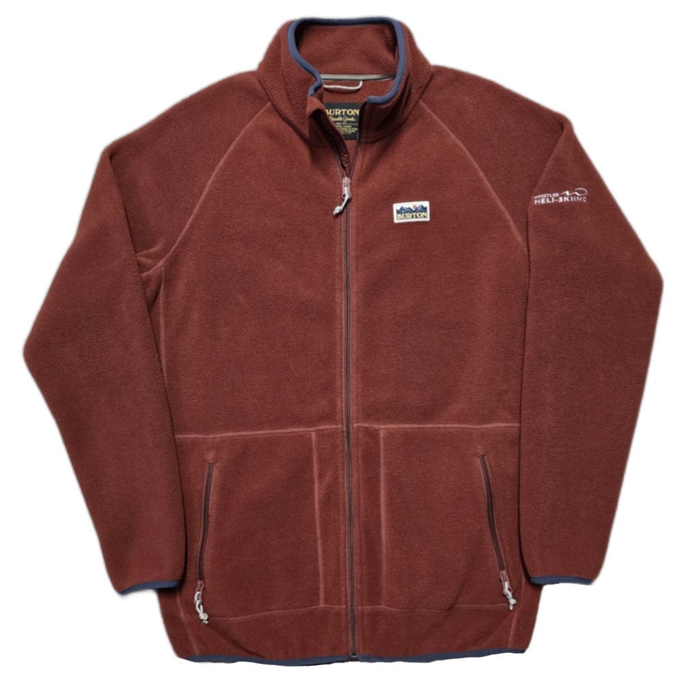 VTG Burton Polartec Full Zip Fleece Jacket Rust Mens S Zip Pocket Whistler